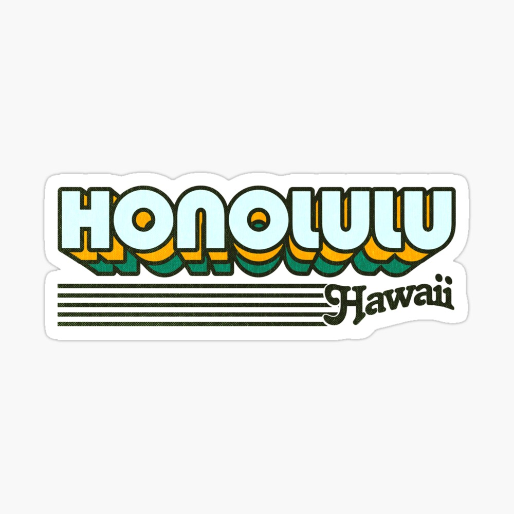 Honolulu, Hawaii | Retro Stripes Sticker