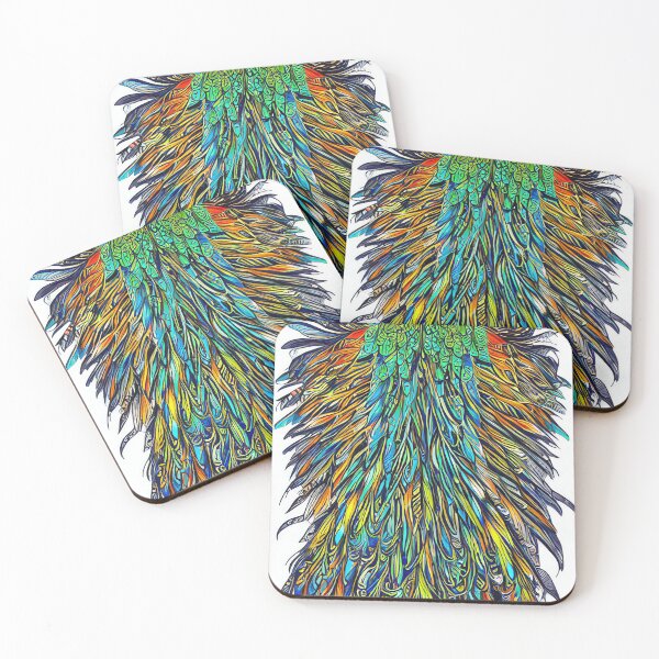 Item preview, Peacock Feathers, Tattoo design, stencil, cosmic neon colorful peacocks designed and sold by casaai.