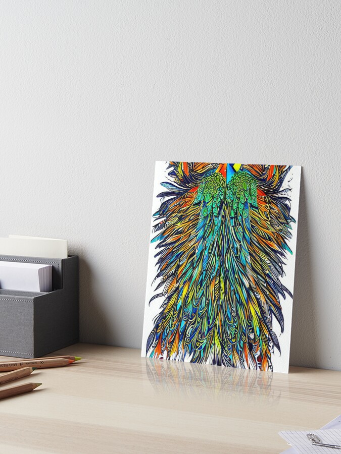Cluster of Blue Realistic Feathers Peacock  Art Board Print for