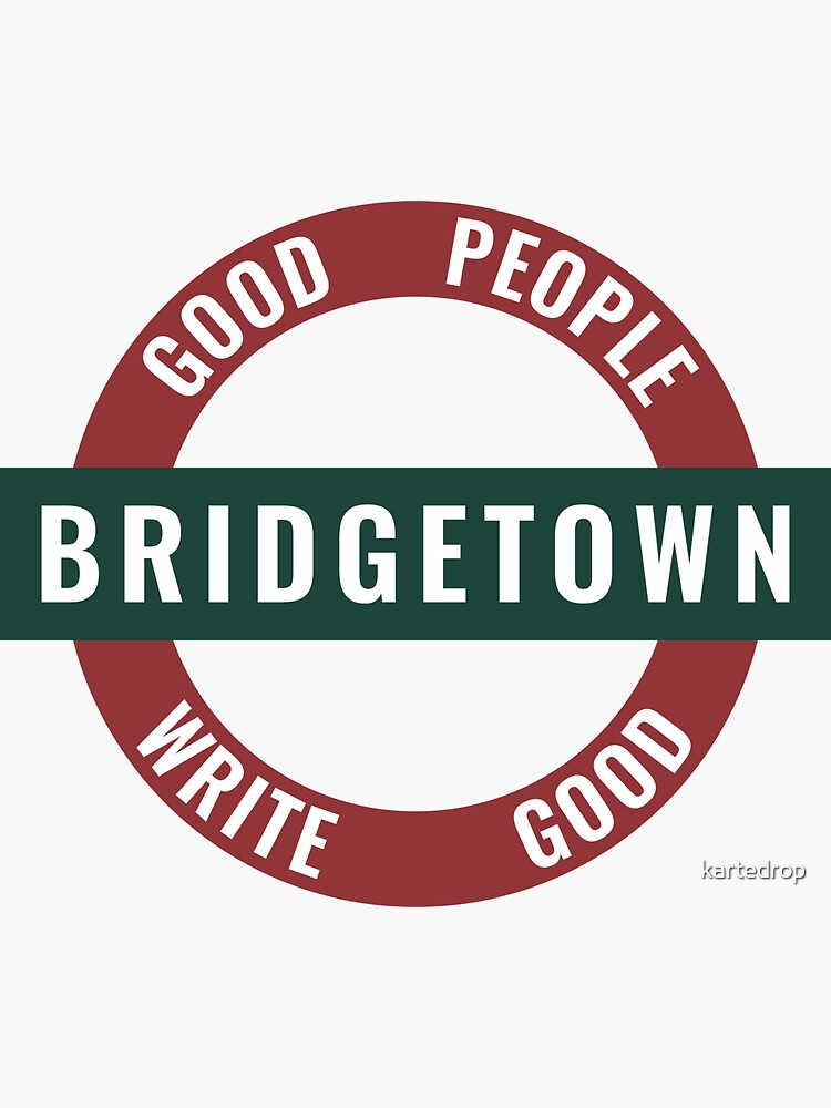 Thumbnail 3 of 3, Sticker, Good People Write Good Bridgetown Sticker designed and sold by kartedrop.