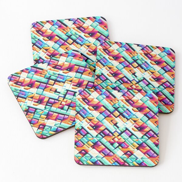 Item preview, Abstract game of colorful convex rectangles in muted colors blue and orange designed and sold by JaroDesign2023.