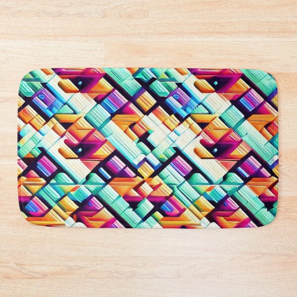 Item preview, Abstract game of colorful convex rectangles in muted colors blue and orange designed and sold by JaroDesign2023.