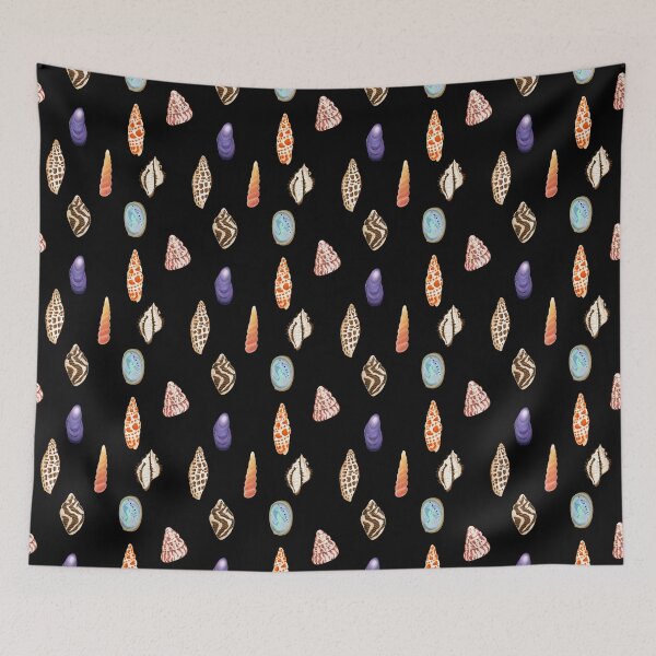 Item preview, Textured, patterned seashell pattern, black designed and sold by Naty Design Prague.