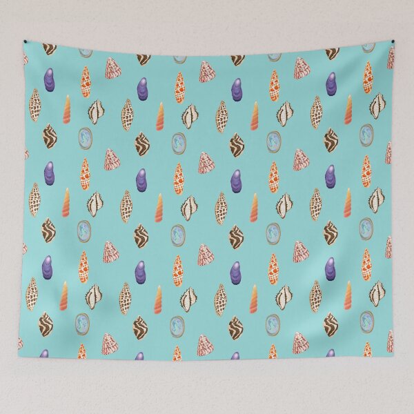 Item preview, Textured, patterned seashell pattern, limpet blue designed and sold by Naty Design Prague.