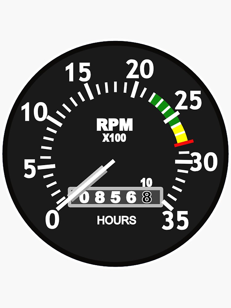 "TACHOMETER. RPM. SPEED, RACE, MOTORSPORT, RACING, SPEEDOMETER, REV COUNTER, on WHITE." Sticker