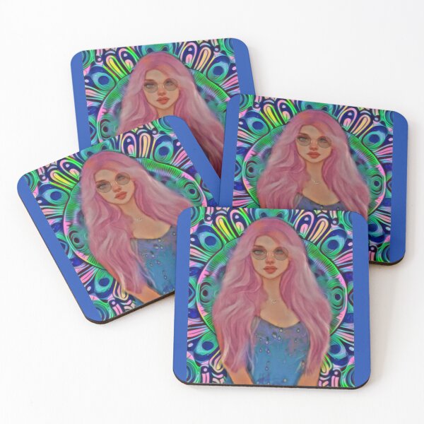 Item preview, Hippie girl - psychedelic colorful portrait - photo collage designed and sold by kikidu21.