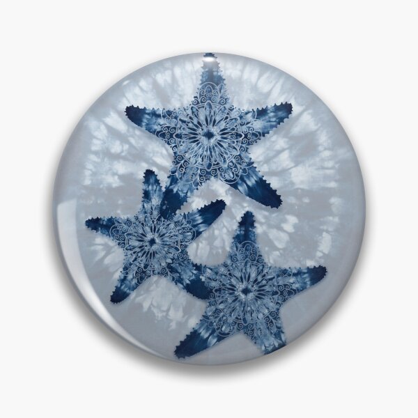 Artikelvorschau, Seestern Indigo Blau Drei Seesterne Mandala entworfen und verkauft von Glimmersmith.