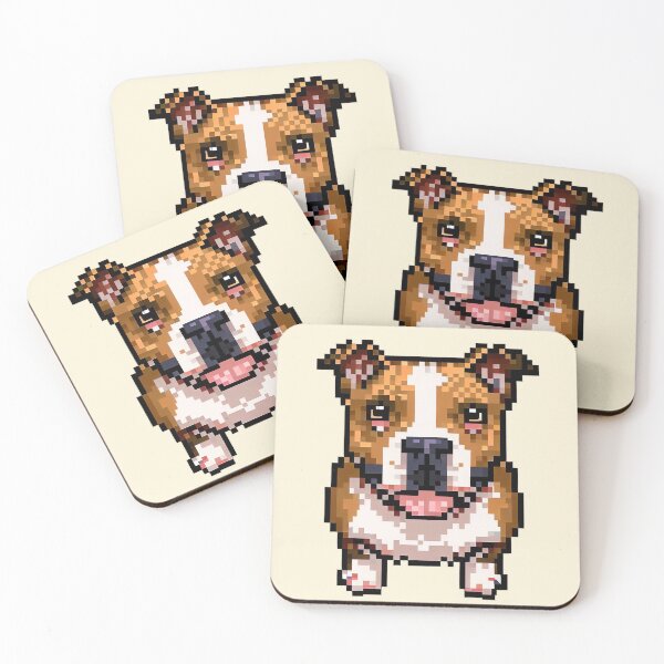 Item preview, Amstaff Dog Pixel Portrait in 2D - Pixel Dog Art designed and sold by Woof-n-Wear.