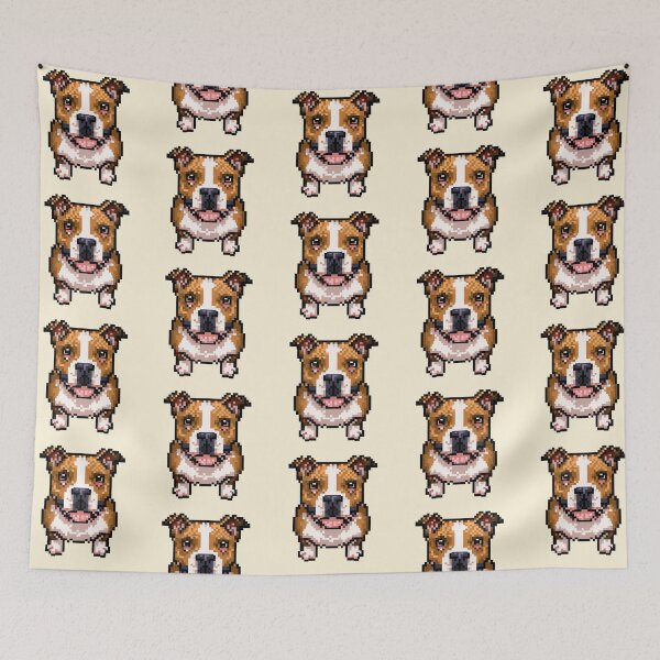 Item preview, Amstaff Dog Pixel Portrait in 2D - Pixel Dog Art designed and sold by Woof-n-Wear.