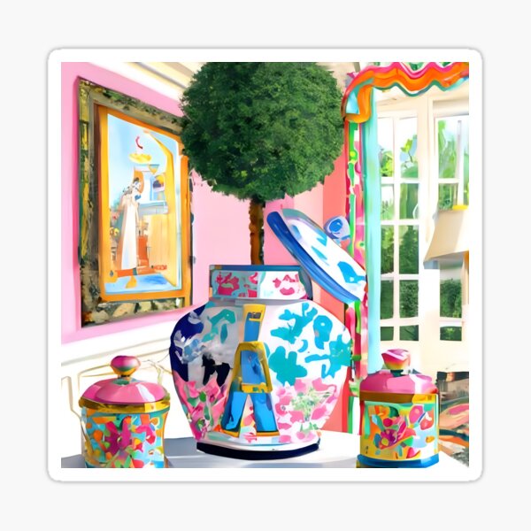 Item preview, Topiary in fantasy chinoiserie jar designed and sold by SophieClimaArt.