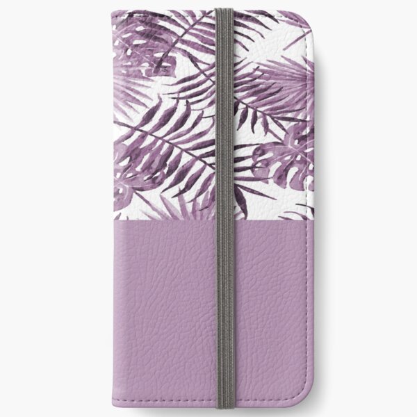 Botanical Leaves In Violet iPhone Wallet