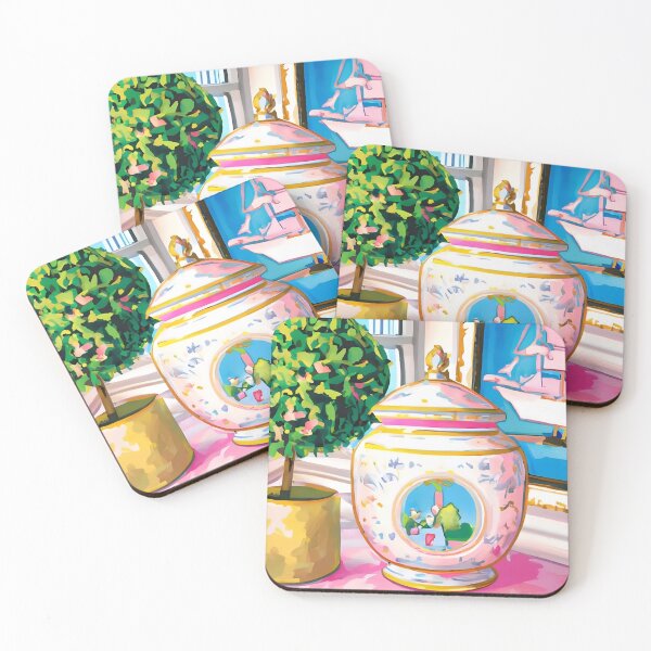 Item preview, Pink chinoiserie jar in preppy interior designed and sold by SophieClimaArt.