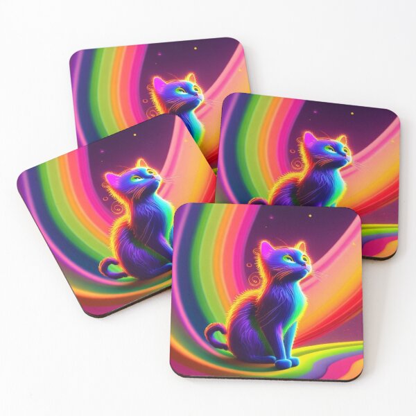 Item preview, Cute cat sitting in the centre of swirls of bright colours, looking upwards. designed and sold by DWeyers.