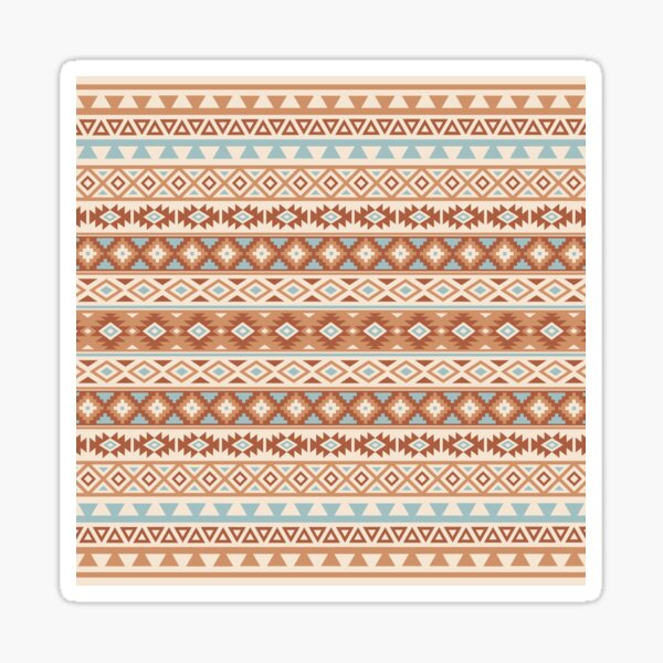 Aperçu de l'œuvre Motif stylisé aztèque Terracotta à la crème bleue créée et vendue par NataliePaskell.