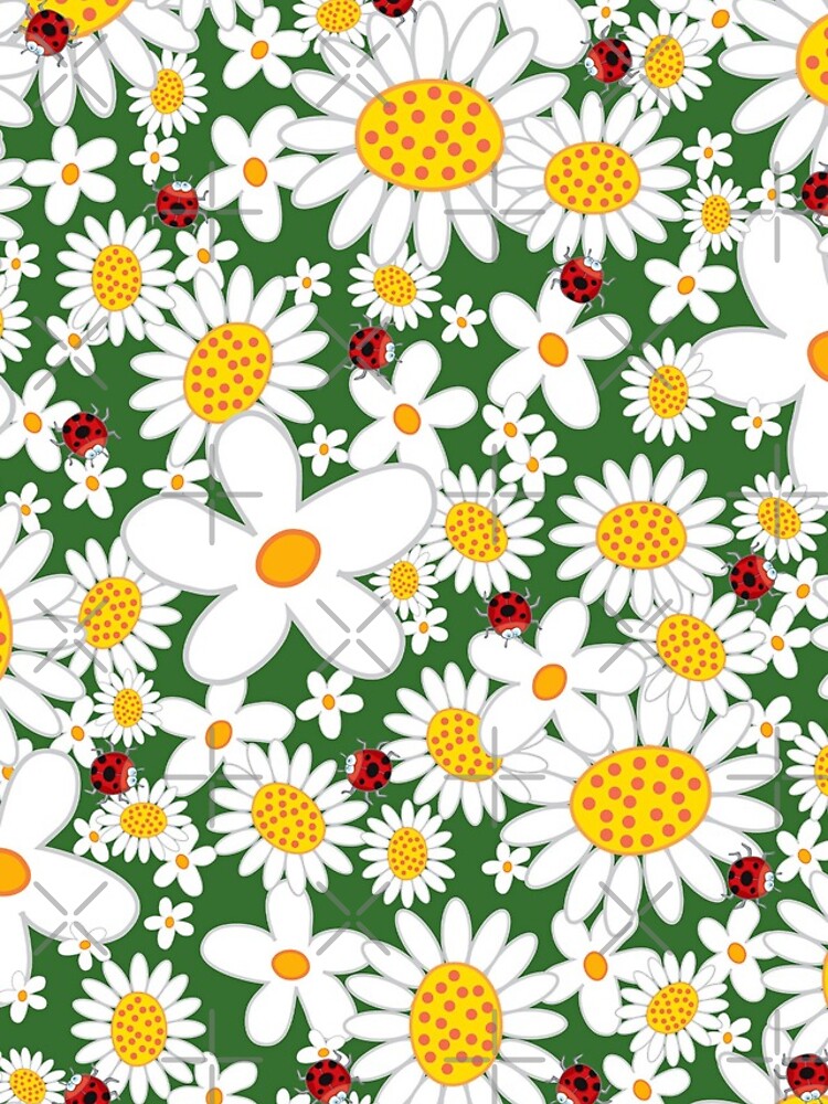 Disover Whimsical Summer White Daisies and Red Ladybugs © fatfatin | iPhone Case