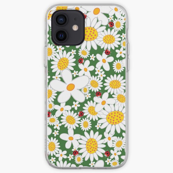 Whimsical Summer White Daisies and Red Ladybugs iPhone Soft Case