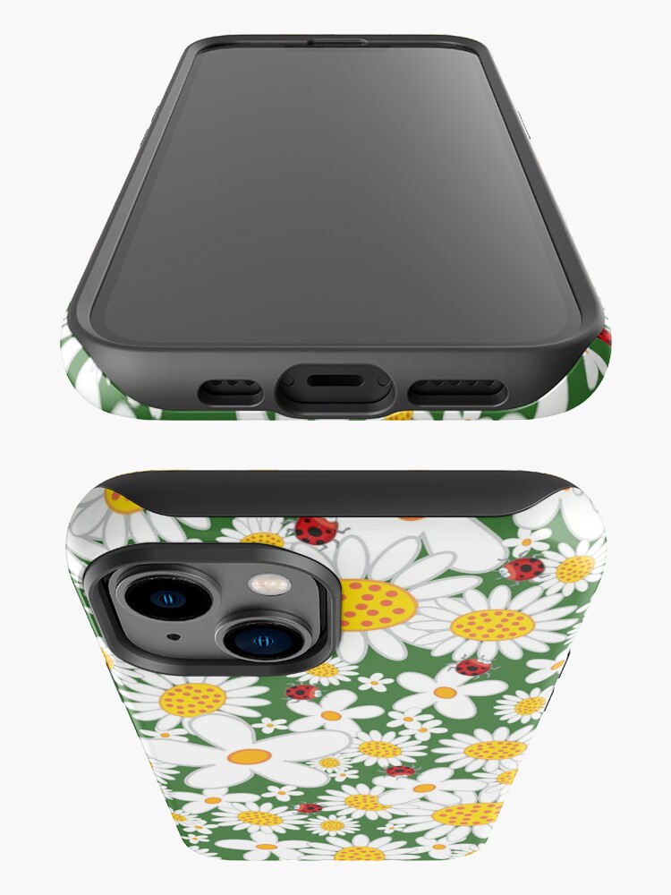 Disover Whimsical Summer White Daisies and Red Ladybugs © fatfatin | iPhone Case