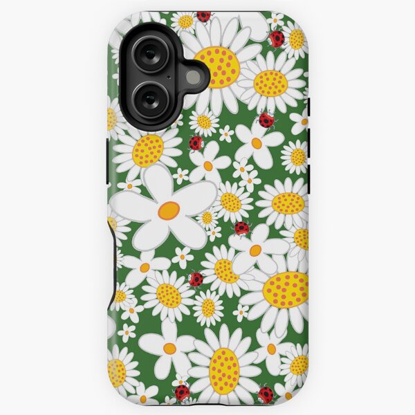 Item preview, Whimsical Summer White Daisies and Red Ladybugs © fatfatin designed and sold by fatfatin.
