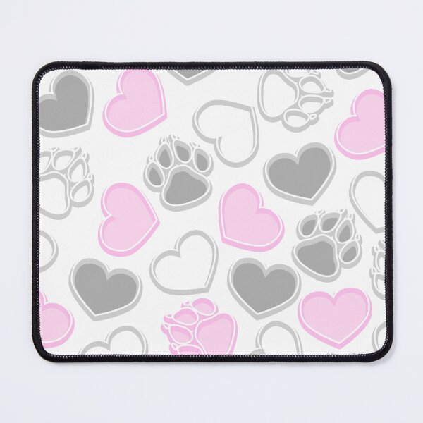 Item preview, White, gray and pink hearts and paws designed and sold by ReflectedCrafts.