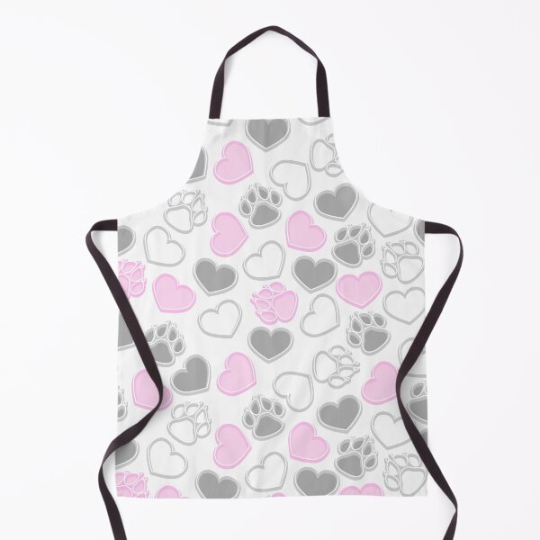 Item preview, White, gray and pink hearts and paws designed and sold by ReflectedCrafts.
