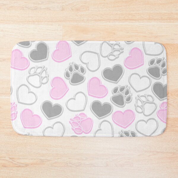 Item preview, White, gray and pink hearts and paws  designed and sold by ReflectedCrafts.