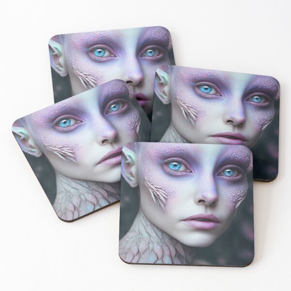 Item preview, Modern Pink Alien Female, Blue Eyes with Scales designed and sold by LovelaceVisuals.