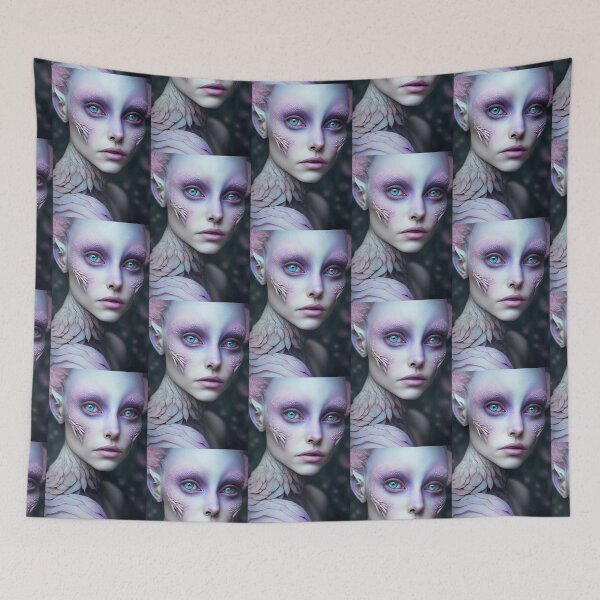 Item preview, Modern Pink Alien Female, Blue Eyes with Scales designed and sold by LovelaceVisuals.