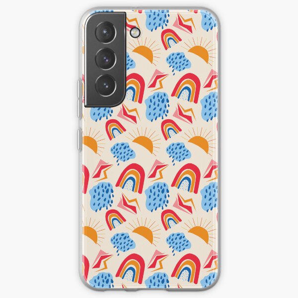 Bright rainbow and Cloud designs on cream background. Samsung Galaxy Soft Case