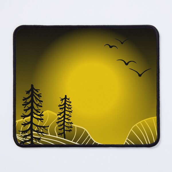 Aperçu de l'œuvre Montagnes, arbres, soleil, volée d'oiseaux créée et vendue par ReflectedCrafts.