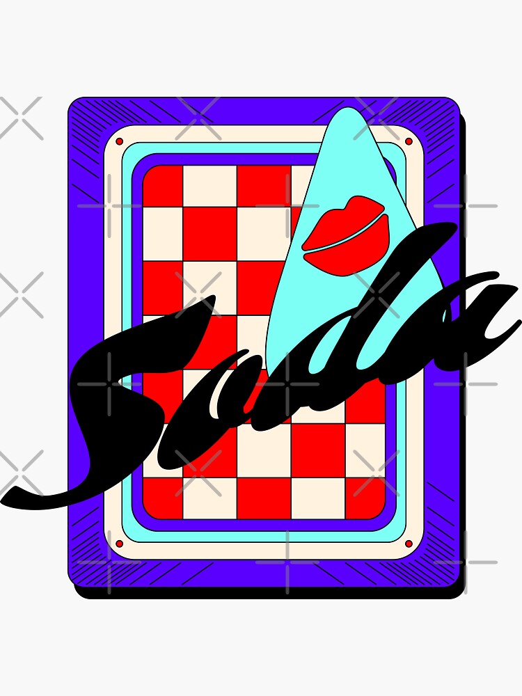 Thumbnail 3 of 3, Sticker, Soda 50s Diner Retro blue red white Funky Vibes designed and sold by LizzyBasil.