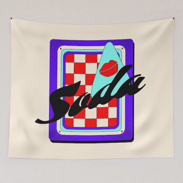 Item preview, Soda 50s Diner Retro blue red white Funky Vibes designed and sold by Elizza Martin.