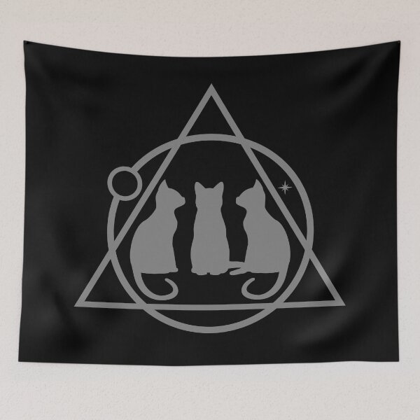 Item preview, Three Gray Shadow Cats Magic Circle Triangle designed and sold by Depic Spirit.