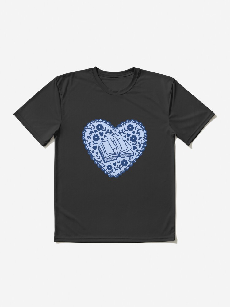 Thumbnail 2 von 7, Funktionsshirt, blaues Bücherherz designt und verkauft von indiebookster.