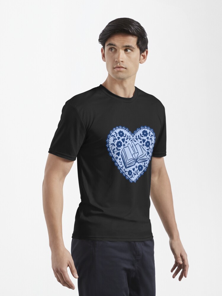 Thumbnail 3 von 7, Funktionsshirt, blaues Bücherherz designt und verkauft von indiebookster.