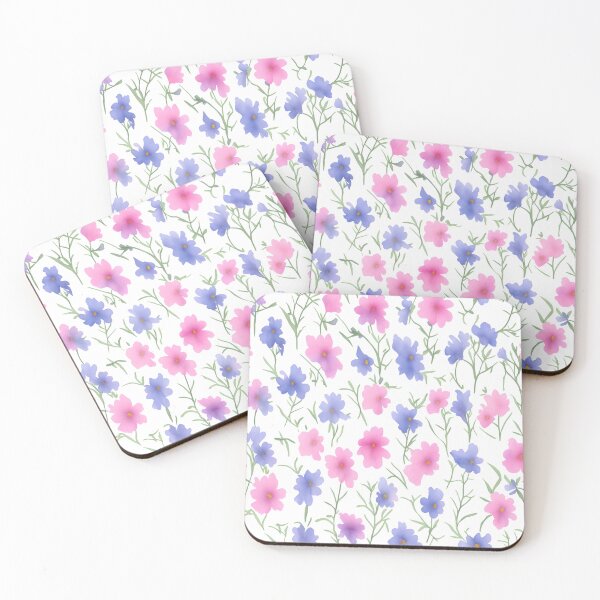 Item preview, pink  and blue  flowers on a light background pattern designed and sold by jkrphoto.