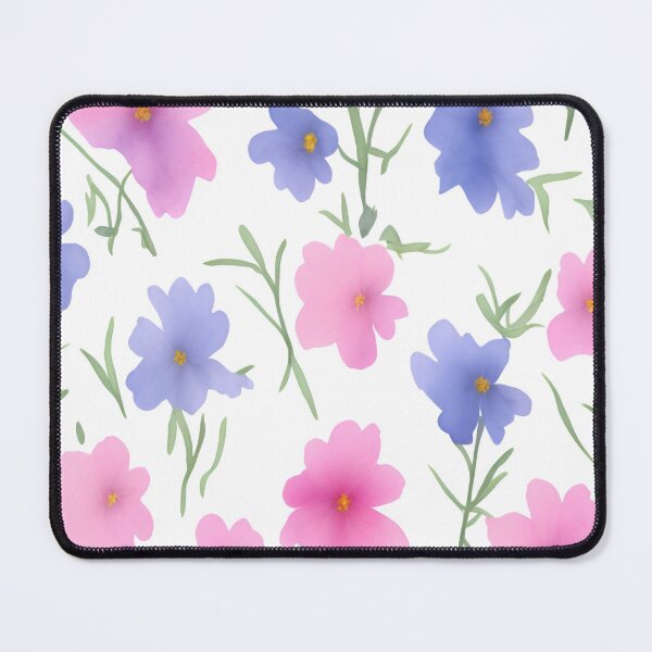 Item preview, pink and blue flowers on a light background pattern designed and sold by jkrphoto.