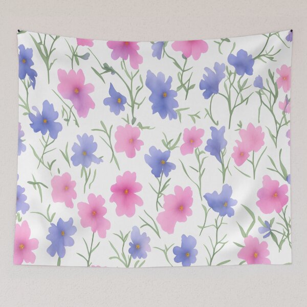 Item preview, pink  and blue  flowers on a light background pattern designed and sold by jkrphoto.