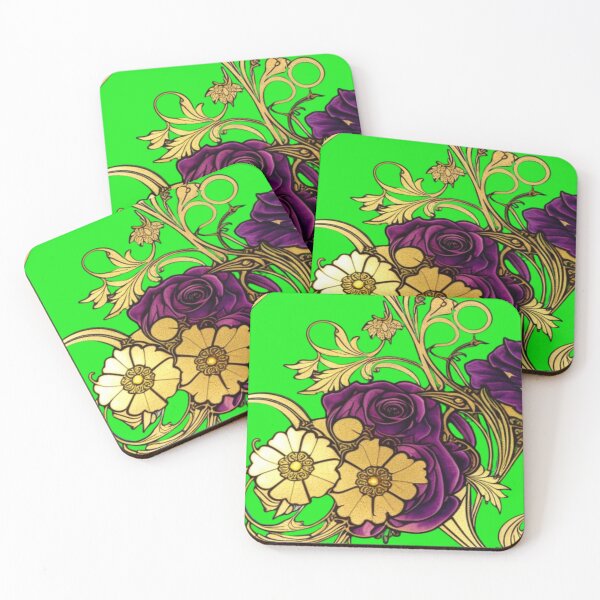 Item preview, gold gilded flowers and roses inspired by alphonse mucha designed and sold by aipaint.