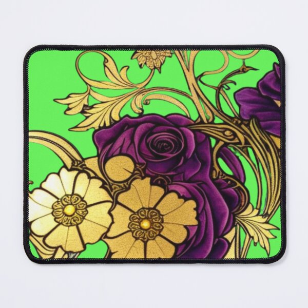Artikelvorschau, vergoldete Blumen und Rosen, inspiriert von Alphonse Mucha entworfen und verkauft von aipaint.