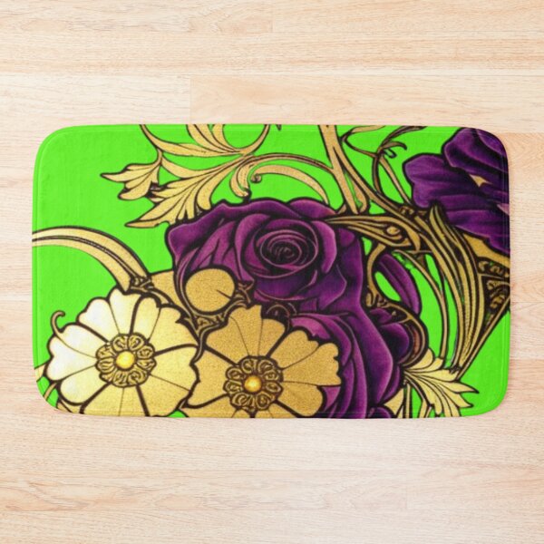 Item preview, gold gilded flowers and roses inspired by alphonse mucha designed and sold by aipaint.