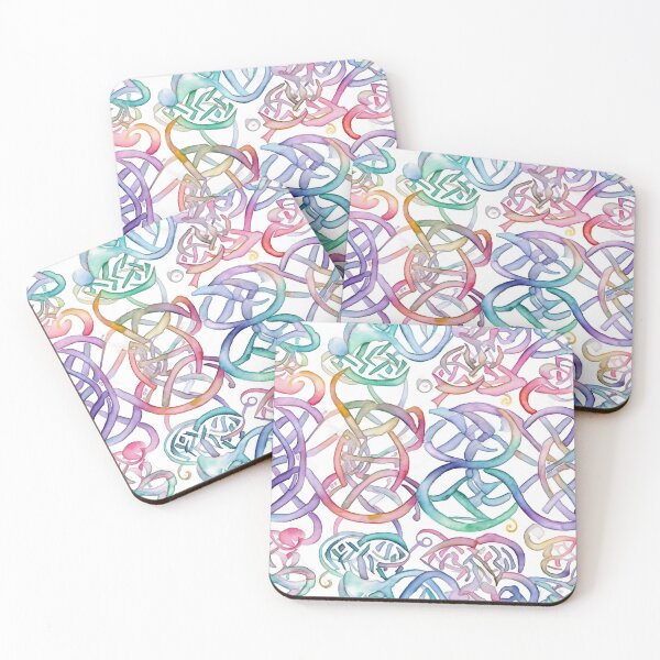 Item preview, "Celtic Jamboree" - Fun and Vibrant Celtic Knotwork Watercolor Patterns on White Background designed and sold by stateofhuman.