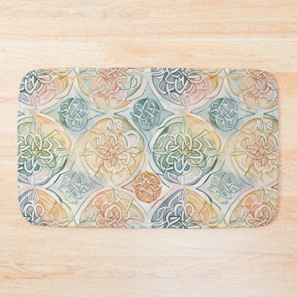 Item preview, "Celtic Illusion" - 3D-Effect Celtic Knotwork Watercolor Pattern in Light Pastel Orange and Green designed and sold by stateofhuman.