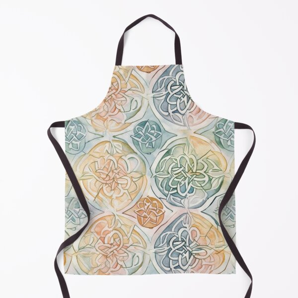Item preview, "Celtic Illusion" - 3D-Effect Celtic Knotwork Watercolor Pattern in Light Pastel Orange and Green designed and sold by stateofhuman.