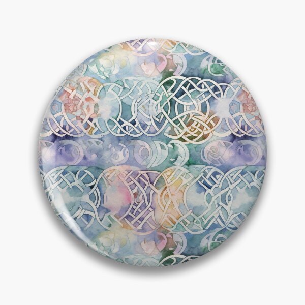 Item preview, "Celestial Knotwork" - Heavenly Celtic Knotwork Pattern Against a Watercolor Sky of Purple, Green, Pink, and Orange designed and sold by stateofhuman.