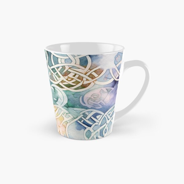 Item preview, "Celestial Knotwork" - Heavenly Celtic Knotwork Pattern Against a Watercolor Sky of Purple, Green, Pink, and Orange designed and sold by stateofhuman.