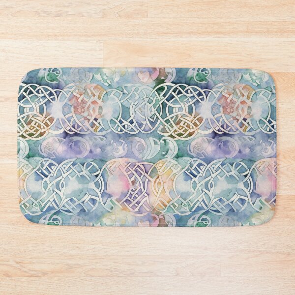 Item preview, "Celestial Knotwork" - Heavenly Celtic Knotwork Pattern Against a Watercolor Sky of Purple, Green, Pink, and Orange designed and sold by stateofhuman.