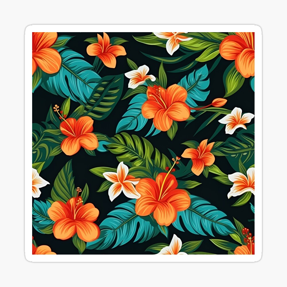 Tropical Floral Watercolor Wallpaper for Walls | Hawaiian Shirt