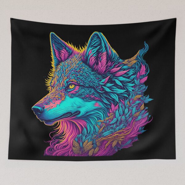 Item preview, uv reactive wolf designed and sold by ZenStickConcept.
