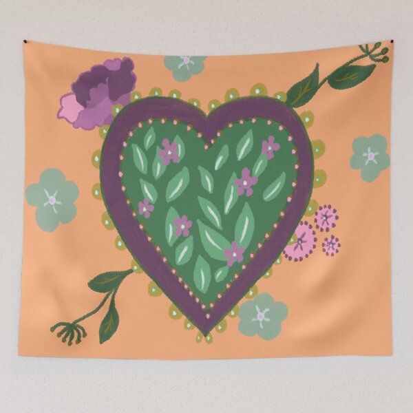 Aperçu de l'œuvre Motif de coeur doux de style vintage avec des fleurs créée et vendue par LynseysArtShop.