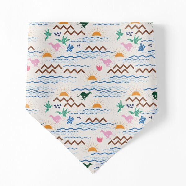 Memphis design inspired pattern of whippets running along river Pet Bandana
